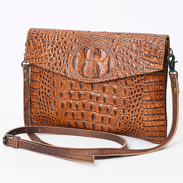 American Darling Envelope Crocodile Embossed Hair on Genuine Leather Western Women Bag Handbag Purse | for Cute